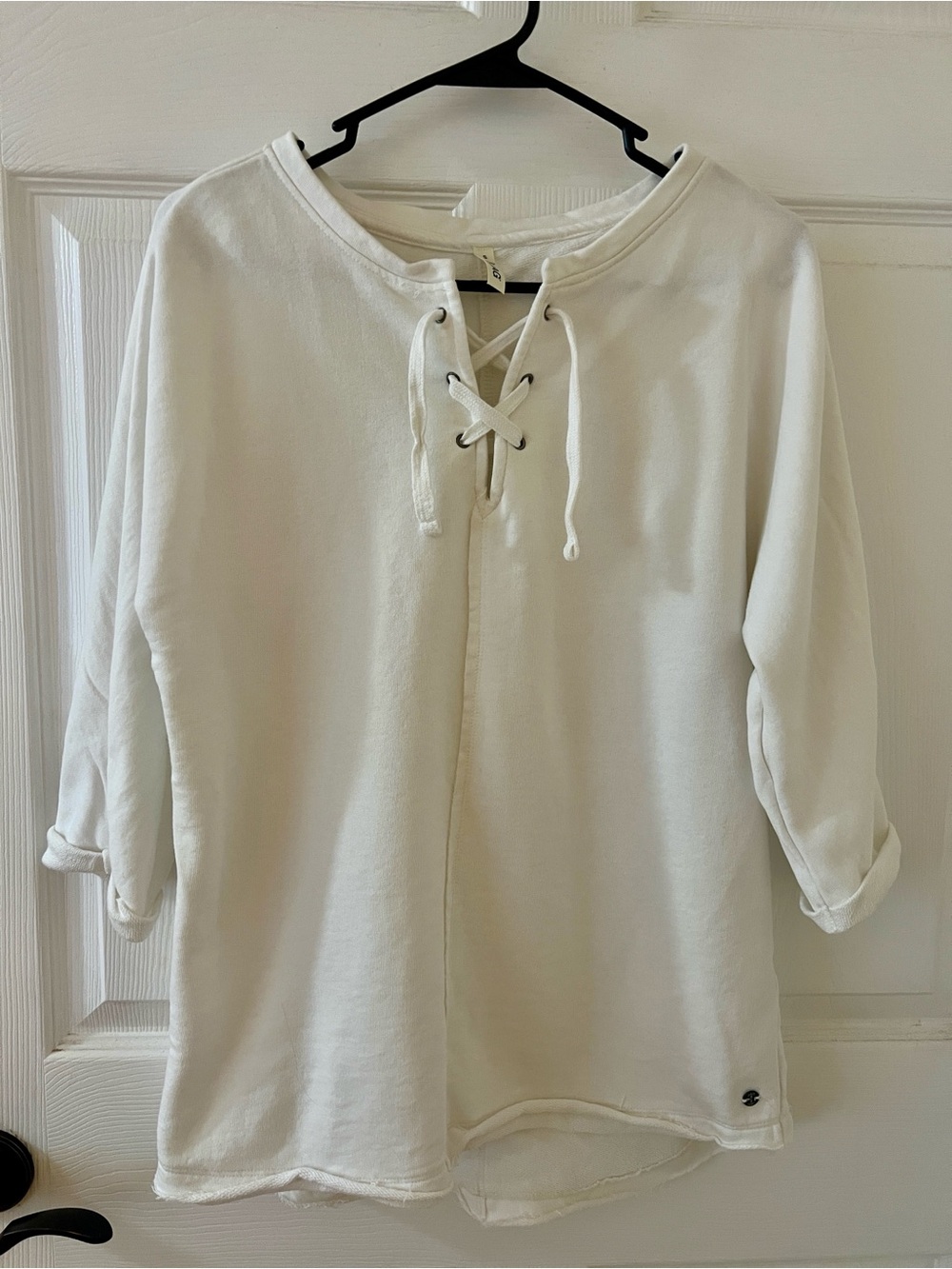 Jag Jeans White Lace-Up Sweatshirt